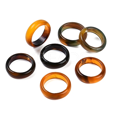 Dyed & Heated Natural Agate Finger Rings for Women RJEW-Z075-02F-1