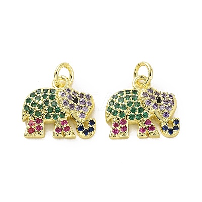 Brass Micro Pave Colorful Cubic Zirconia Charms KK-E068-VF108-1