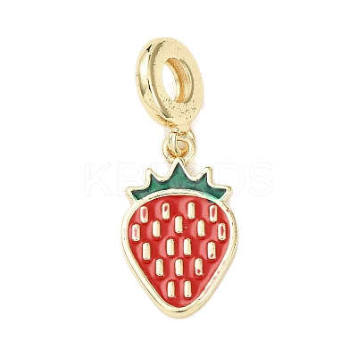 Brass Enamel Fruit European Dangle Charms KK-B159-03G-1