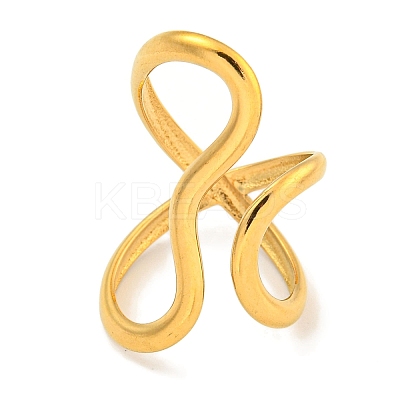 Ion Plating(IP) 304 Stainless Steel Open Cuff Ring for Women RJEW-A043-24G-1