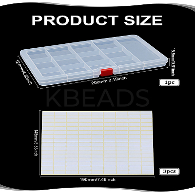 1Pc 15 Grids Plastic Bead Container CON-LP0001-47-1