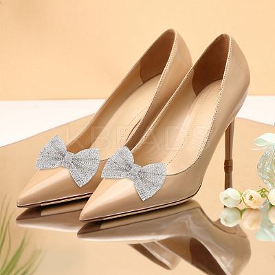 4Pcs 2 Colors Bowknot Detachable Rhinestone Shoe Buckle Clips FIND-GO0002-31-1