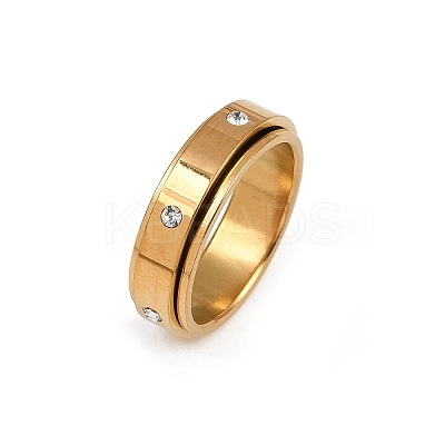 304 Stainless Steel Rhinestone Rotating Finger Rings LS-RJEW-A074-01A-G-1
