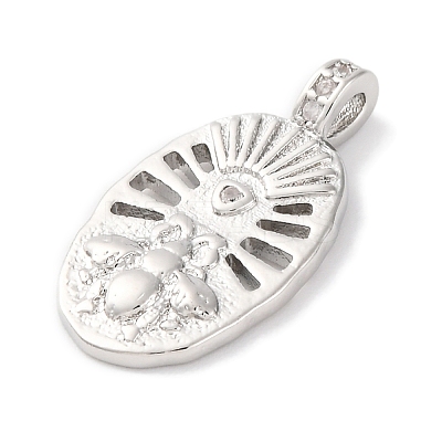 Brass Pendants With Clear Cubic Zirconia KK-S403-04P-1