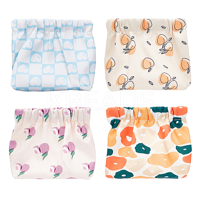 4pcs 4 style Mini Oxford Cloth Waterproof Printed Multipurpose Shrapnel Makeup Bags AJEW-CP0005-39-1