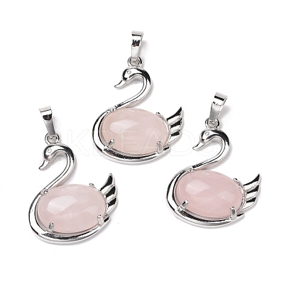 Natural Rose Quartz Pendants G-M385-04P-C-1