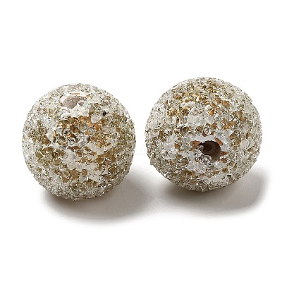 Spray Painted Wood European Beads with Rhinestone RESI-C038-03D-1