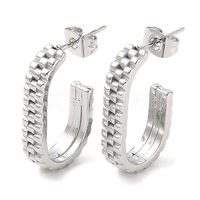 Non-Tarnish 304 Stainless Steel Oval Stud Earrings EJEW-A104-28P-1