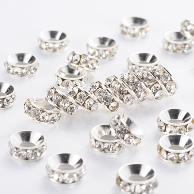 Brass Rhinestone Spacer Beads RB-A020-9mm-01S-1