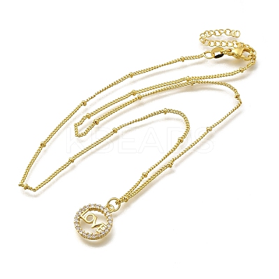 Brass Clear Cubic Zirconia Pendant Necklaces for Women NJEW-A039-02C-G-1
