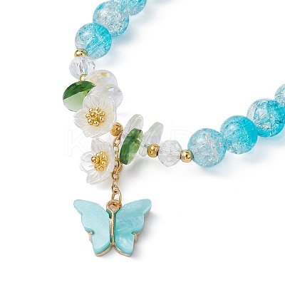 Glass Round Beaded Stretch Bracelet BJEW-JB09811-01-1