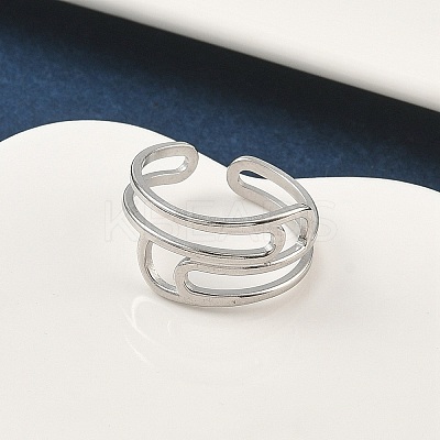 304 Stainless Steel Cuff Rings for Women RJEW-A079-08B-P-1