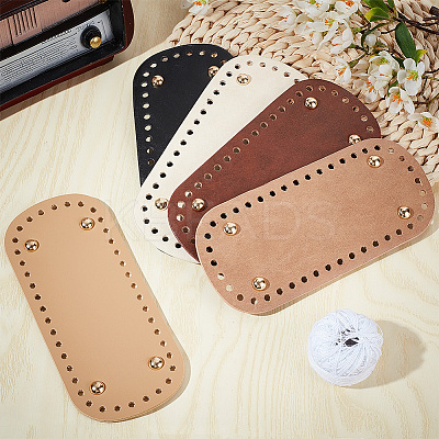5Pcs 5 Colors Oval PU Leather Knitting Crochet Bags Nail Bottom Shaper Pad PURS-PH0001-21-1