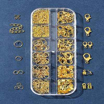 DIY 304 Stainless Steel Open Jump Rings & Alloy Lobster Claw Clasps & Folding Crimp Ends Jewelry Making Findings Kits DIY-FS0008-14-1