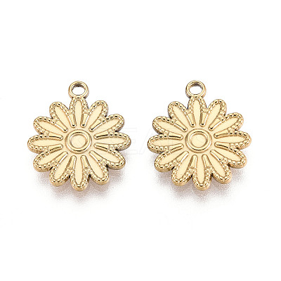 304 Stainless Steel Flower Pendants STAS-T069-25G-1