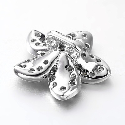 Flower Brass Micro Pave Cubic Zirconia Multi-Strand Links ZIRC-O019-09P-1