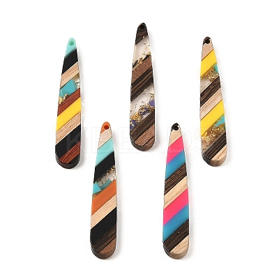 Transparent Resin & Walnut Wood Pendants RESI-E050-01B-1