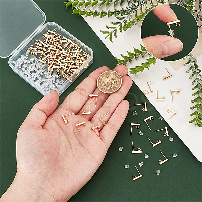 Rectangle 304 Stainless Steel Stud Earring Findings STAS-UN0058-32G-1