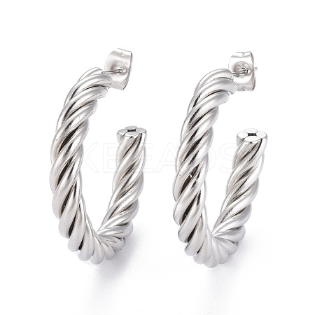 Tarnish Resistant 304 Stainless Steel Half Hoop Earrings EJEW-F257-10P-1