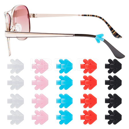 20 Pairs 5 Colors Arrow Silicone Eyeglasses Ear Grips Sleeve Holder AJEW-DR0001-20-1