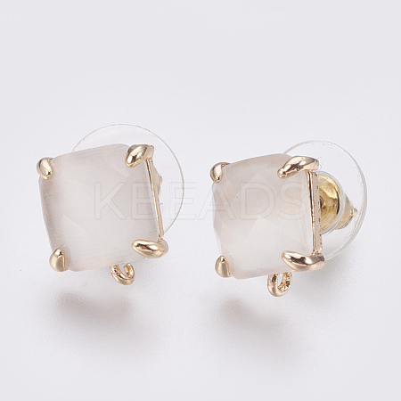 Faceted Glass Stud Earring Findings GLAA-F084-C13-1