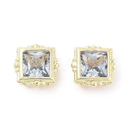 Brass Micro with Single Light Sky Blue Zirconia Beads KK-C051-31G-1