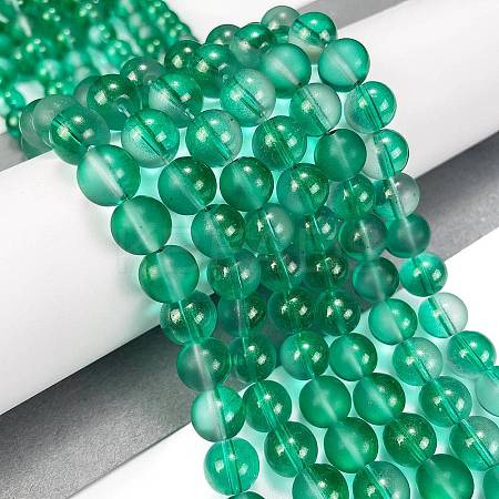 Frosted Transparent Glass Bead Strands GLAA-P065-10mm-14-1