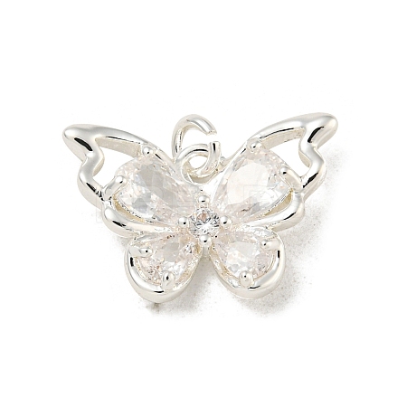 Brass Micro Pave Clear Cubic Zirconia Pendants KK-Z057-07S-1