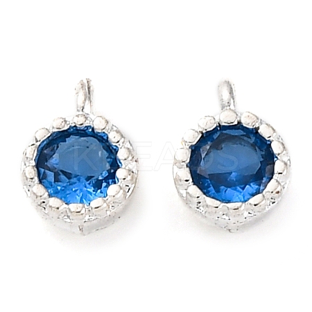 Brass Micro Pave Cubic Zirconia Charms KK-Z089-11S-02-1