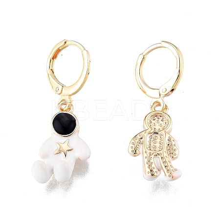 Enamel Spaceman Dangle Leverback Earrings EJEW-N012-100-1