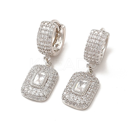 Rack Plating Brass Micro Pave Cubic Zirconia Hoop Earring for Women EJEW-H091-35P-1