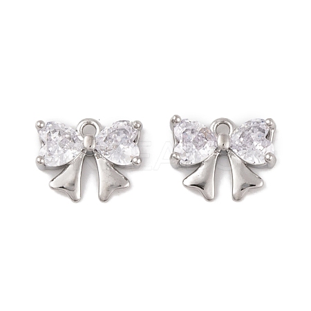 Brass Micro Pave Clear Cubic Zirconia Charms KK-L212-11P-1