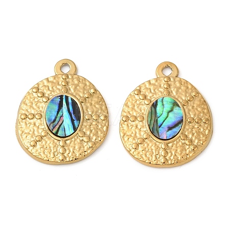 304 Stainless Steel Natural Paua Shell Pendants STAS-L288-05G-01-1