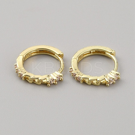 Clear Cubic Zirconia Curb Chains Shape Hoop Earrings EJEW-WH0004-41-1