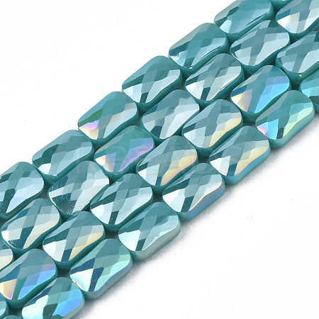 Electroplate Opaque Solid Color Glass Beads Strands EGLA-N002-25-A06-1