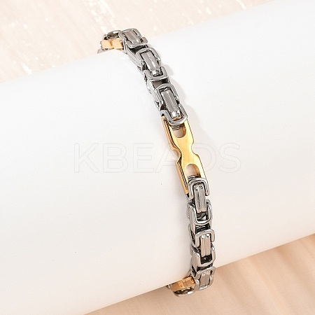 201 Stainless Steel Byzantine Chain Bracelets for Women BJEW-B143-13GP-1