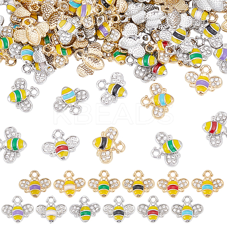 80Pcs 2 Colors Alloy Enamel Charms ENAM-DR0001-11-1
