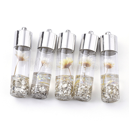 Transparent Glass Bottle Pendants GLAA-T001-05H-1