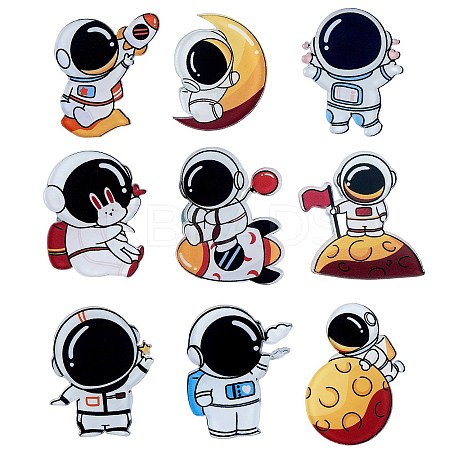 9Pcs 9 Style Astronaut Brooch Pins JEWB-SZ0001-36-1