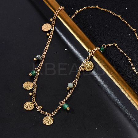 304 Stainless Steel Rhinestone Disc Bib Necklaces NJEW-U026-02G-1