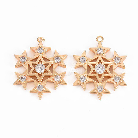 Brass Micro Pave Clear Cubic Zirconia Pendants KK-T062-178G-NF-1