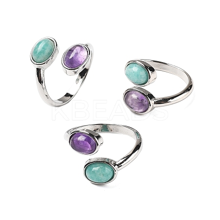 Natural Amethyst & Amazonite Finger Rings RJEW-A068-03P-02A-1