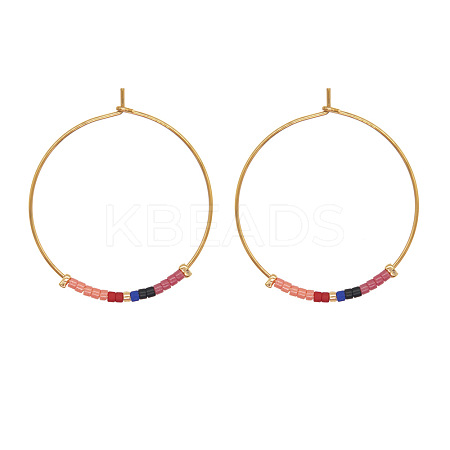 Bohemian Handmade Glass Seed Beads Hoop Earrings AM1646-7-1