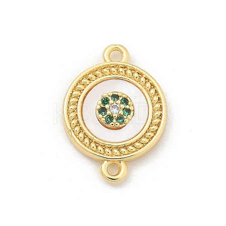 Brass Micro Pave Clear Cubic Zirconia Connector Charms KK-M303-04G-06-1
