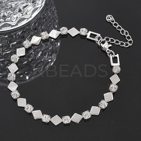 304 Stainless Steel Rhinestone Cup Chain Bracelets for Women BJEW-F488-26G-P-1