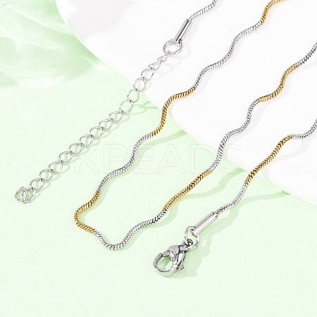 1.5MM Two Tone 304 Stainless Steel Wave Snake Chain Necklaces for Women NJEW-G194-01GP-1