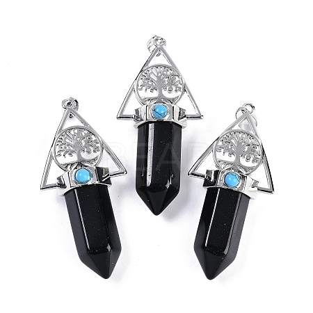 Natural Obsidian Faceted Pointed Bullet Big Pendants G-H076-02P-010-1