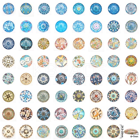 Printed Picture Glass Cabochons GGLA-YW0001-01A-1