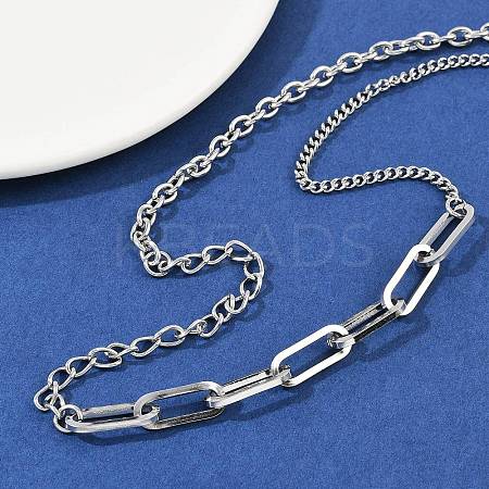 304 Stainless Steel Paperclip Chain Twisted Chain Cable Chain Necklaces for Women Men LS-NJEW-A053-01P-1