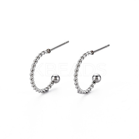 Non-Tarnish 304 Stainless Steel C-shape Stud Earrings LS-EJEW-N016-013-NR-1